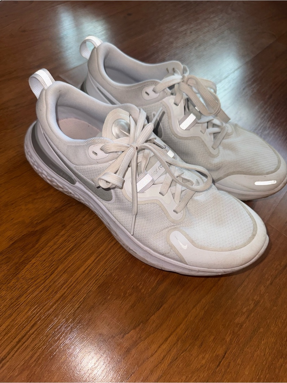 Nike White and Light Gray Running Sneakers